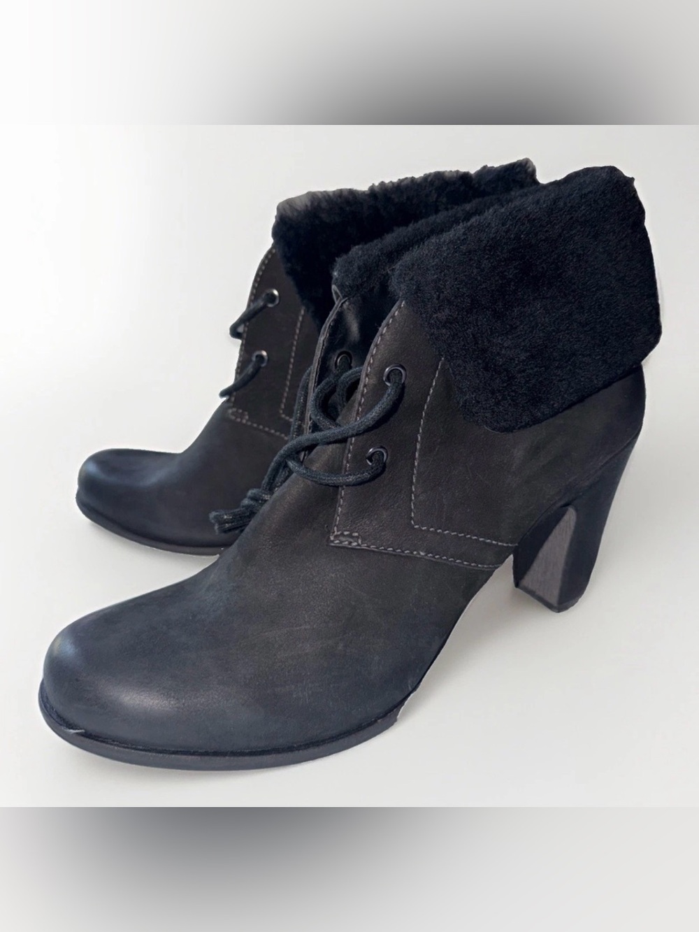 NWOB Womens Ecco Jaffna Faux Fur Cuff Heel Nubuck Ankle Boot 41 10/10.5